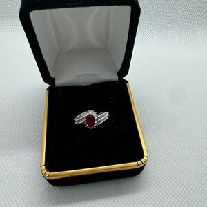 Genuine, ruby and diamond 10k ring